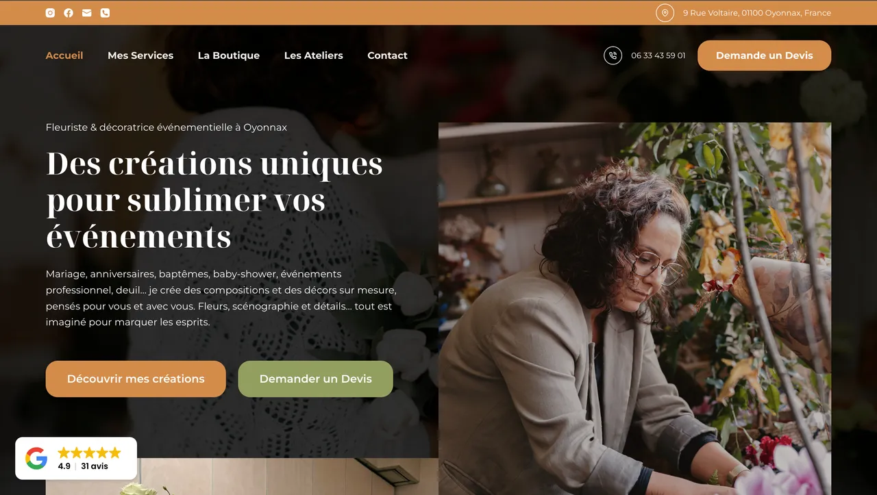 Site web créé avec la formation